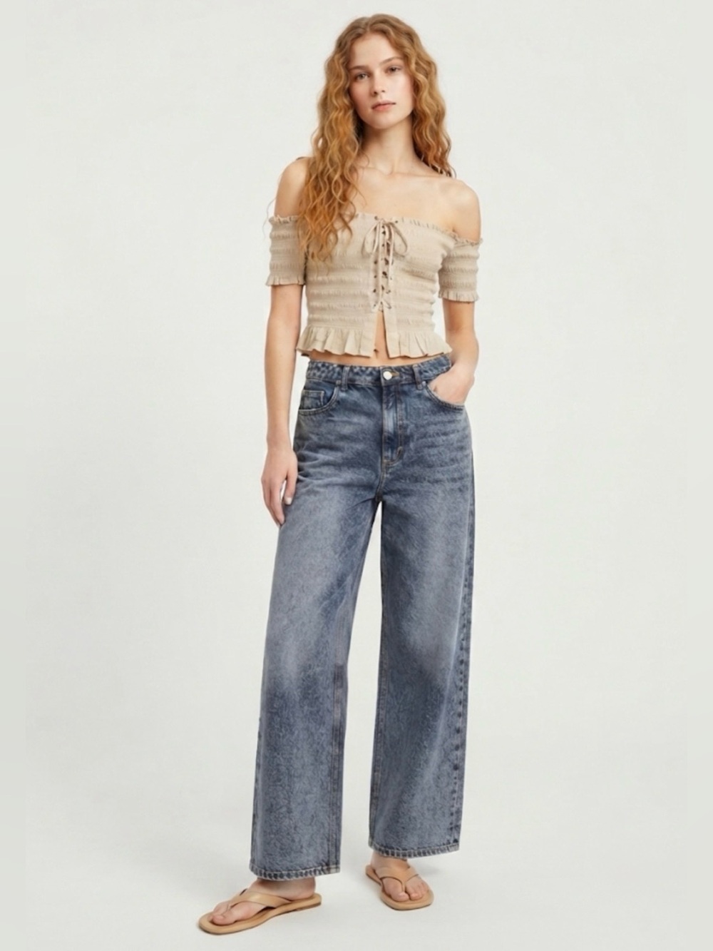 Nwt Jason Wu Faded Raw Denim Wide Leg Lyocell Pants Jeans Blue Size 2